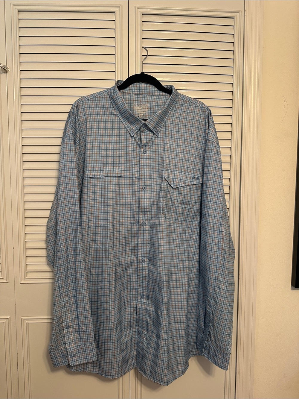 Huk Performance Fabric Blue Plaid Long-Sleeve Button-Down Shirt XXXL